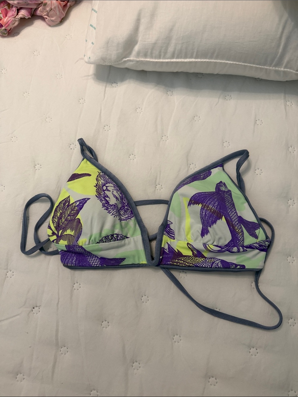 Maaji Lime Green and Purple Triangle Bikini Top